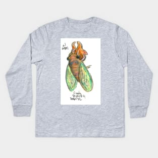 Oil Pastel Cicada Kids Long Sleeve T-Shirt